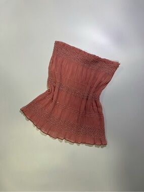 vintage sheer pink sequin tube top